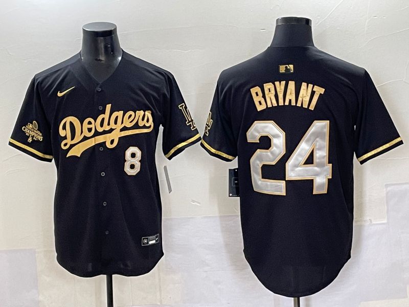 Men 2025 Los Angeles Dodgers 24 Bryant Black gold Nike MLB Jersey style 7073